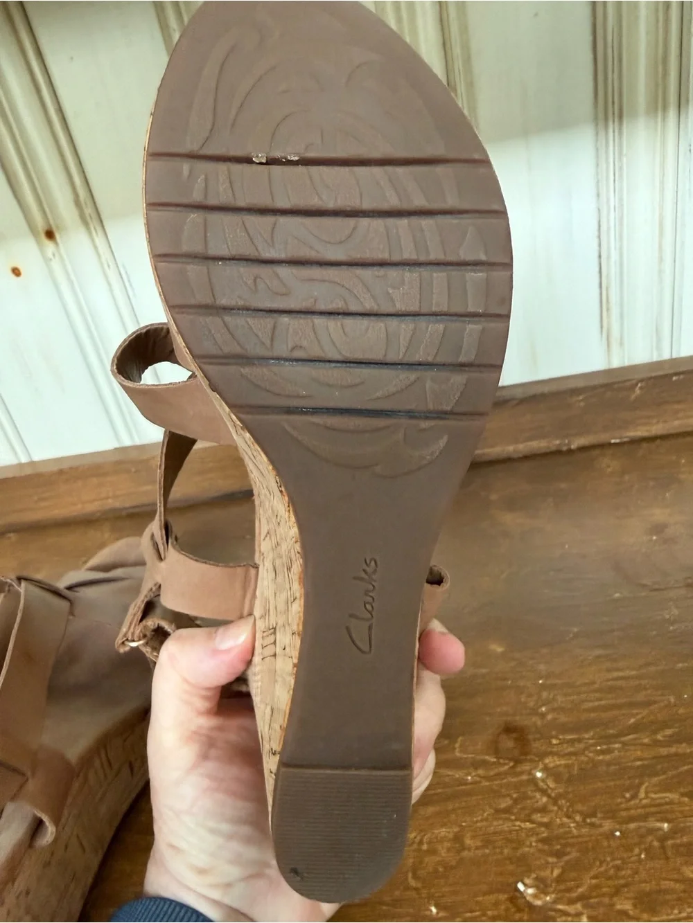 Clark’s Artisan Women's Tan Cork Wedge Sandals - Strappy Comfort size 8